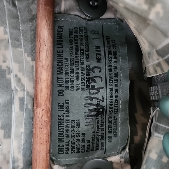 Orc Industries Inc. ACU "Improved Rainsuit" Zipup Parka Jacket No Liner Sz M - Picture 15 of 16